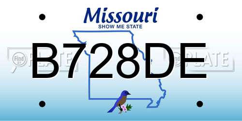 B728DE Missouri License Plate