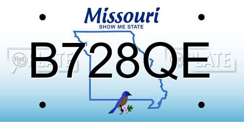 B728QE Missouri License Plate