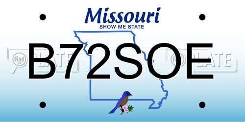 B72SOE Missouri License Plate