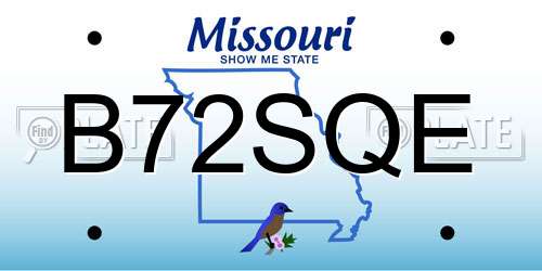 B72SQE Missouri License Plate