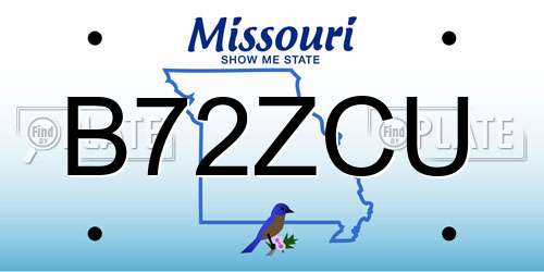 B72ZCU Missouri License Plate