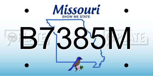 B7385M Missouri License Plate