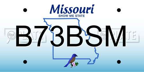 B73BSM Missouri License Plate