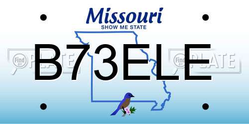 B73ELE Missouri License Plate