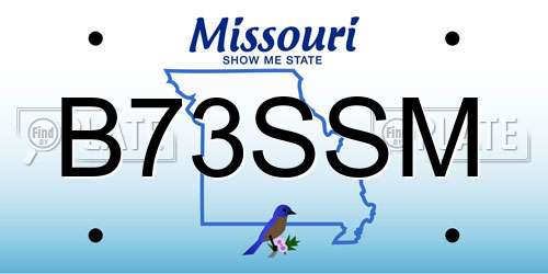 B73SSM Missouri License Plate