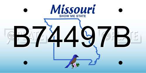 B74497B Missouri License Plate
