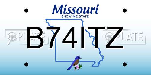 B74ITZ Missouri License Plate