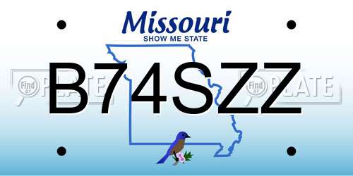 B74SZZ Missouri License Plate