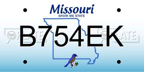 B754EK Missouri License Plate