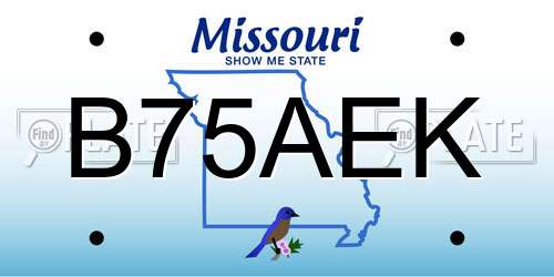 B75AEK Missouri License Plate