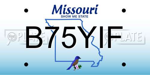 B75YIF Missouri License Plate
