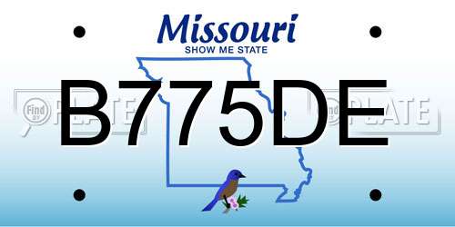 B775DE Missouri License Plate