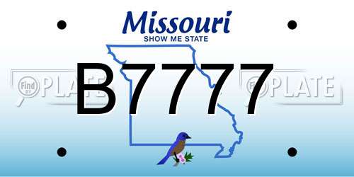 B7777 Missouri License Plate