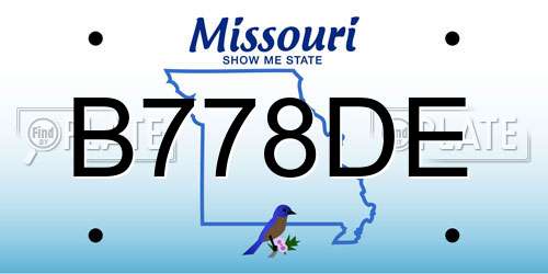B778DE Missouri License Plate