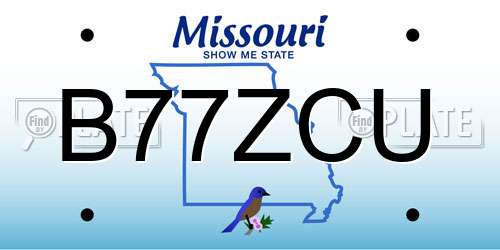 B77ZCU Missouri License Plate