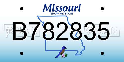 B782835 Missouri License Plate