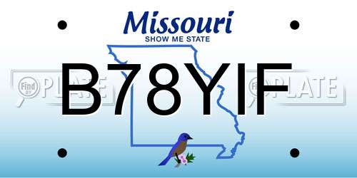 B78YIF Missouri License Plate
