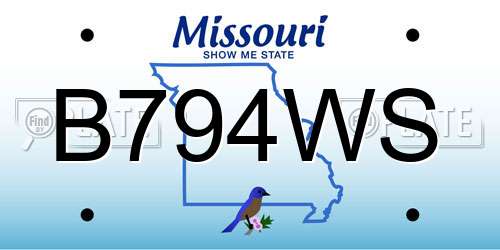 B794WS Missouri License Plate
