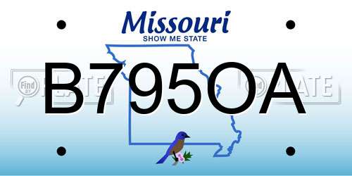 B795OA Missouri License Plate