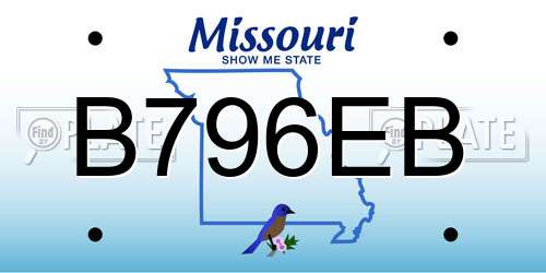 B796EB Missouri License Plate