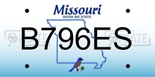B796ES Missouri License Plate