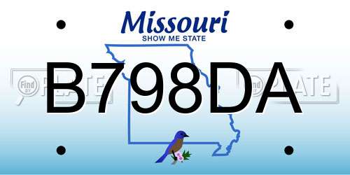 B798DA Missouri License Plate