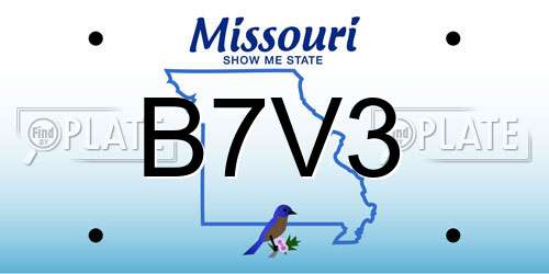 B7V3 Missouri License Plate