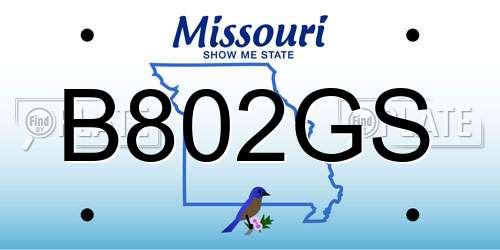 B802GS Missouri License Plate