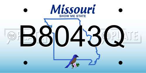 B8043Q Missouri License Plate