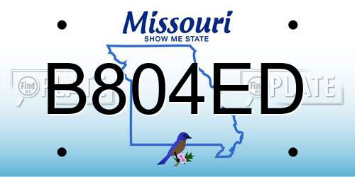 B804ED Missouri License Plate