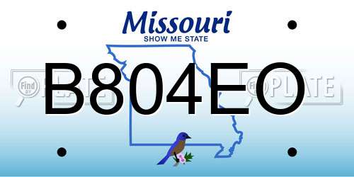 B804EO Missouri License Plate