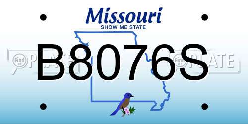B8076S Missouri License Plate