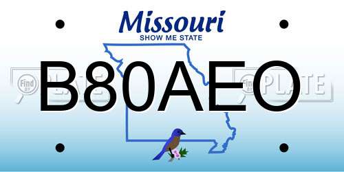 B80AEO Missouri License Plate