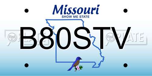 B80STV Missouri License Plate
