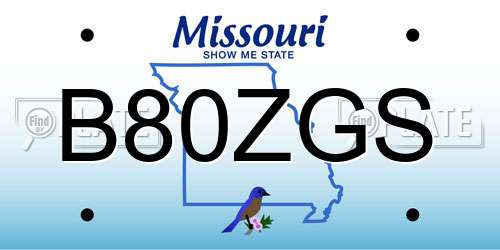 B80ZGS Missouri License Plate
