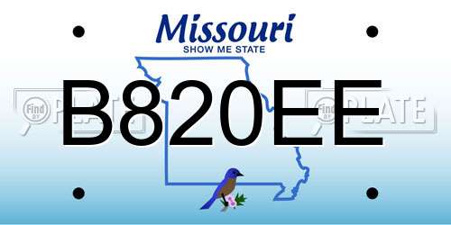 B820EE Missouri License Plate