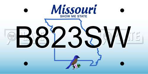 B823SW Missouri License Plate