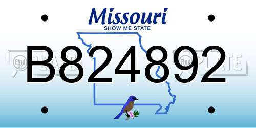 B824892 Missouri License Plate