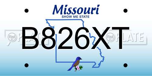 B826XT Missouri License Plate