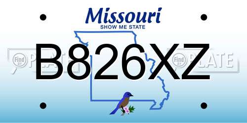 B826XZ Missouri License Plate