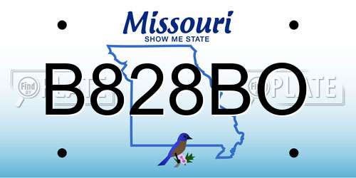 B828BO Missouri License Plate
