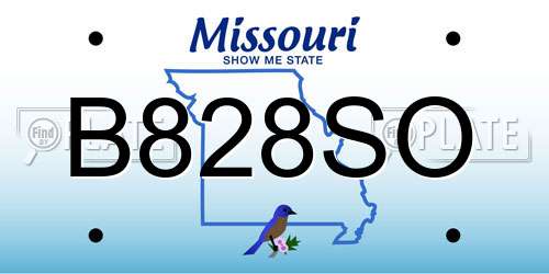B828SO Missouri License Plate