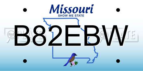 B82EBW Missouri License Plate