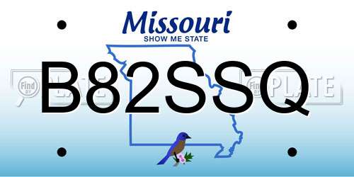 B82SSQ Missouri License Plate