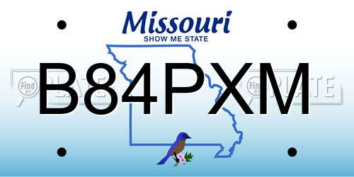 B84PXM Missouri License Plate