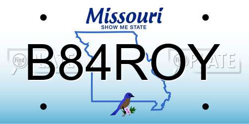 B84ROY Missouri License Plate