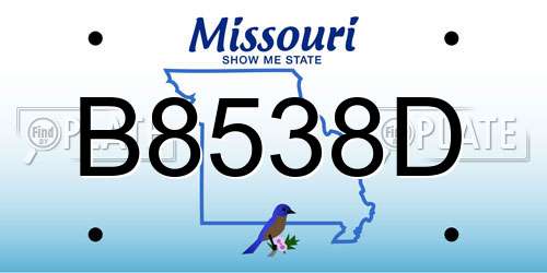 B8538D Missouri License Plate