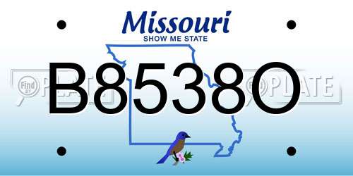 B8538O Missouri License Plate