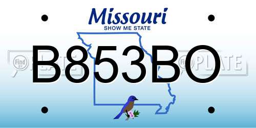 B853BO Missouri License Plate