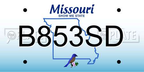B853SD Missouri License Plate